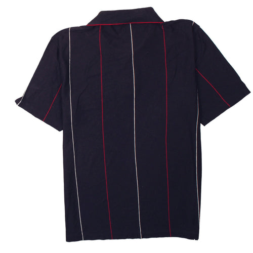 POLOLOGIN Men's Black Red Striped Cotton Polo Shirt Size L