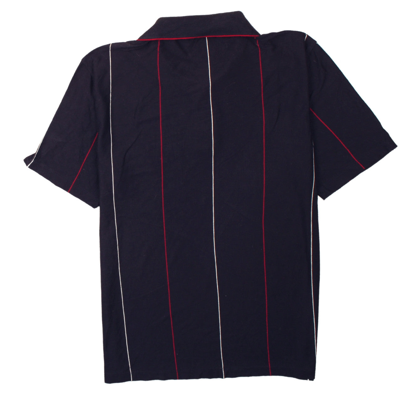 POLOLOGIN Men's Black Red Striped Cotton Polo Shirt Size L