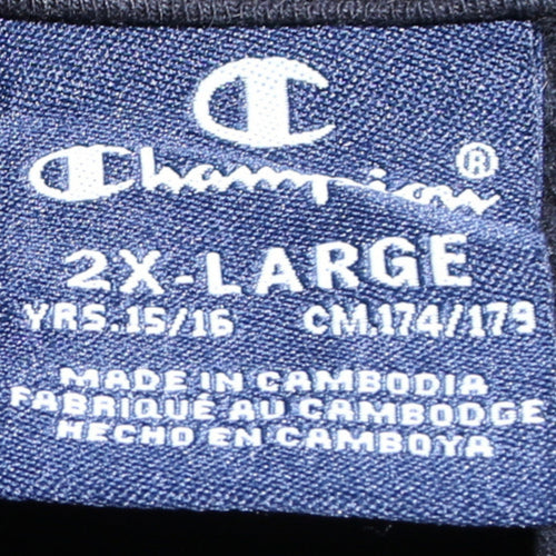 Champion Boys Black 2XL Pullover Hoodie with Logo Print