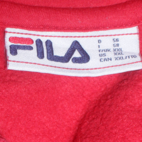 FILA Men's Red 2XL Pullover Hoodie with Logo Design
