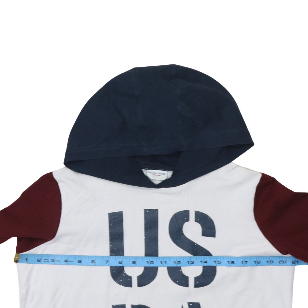 U.S. Polo Assn. Womens White Hoodie L Colourblock Graphic Print