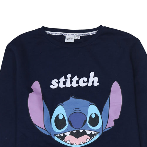 Disney Womens Navy Blue Stitch Sweatshirt Size 18/20 Pullover