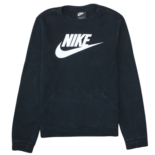 Nike Boys Black XL Fleece Pullover Sweatshirt with Logo Print