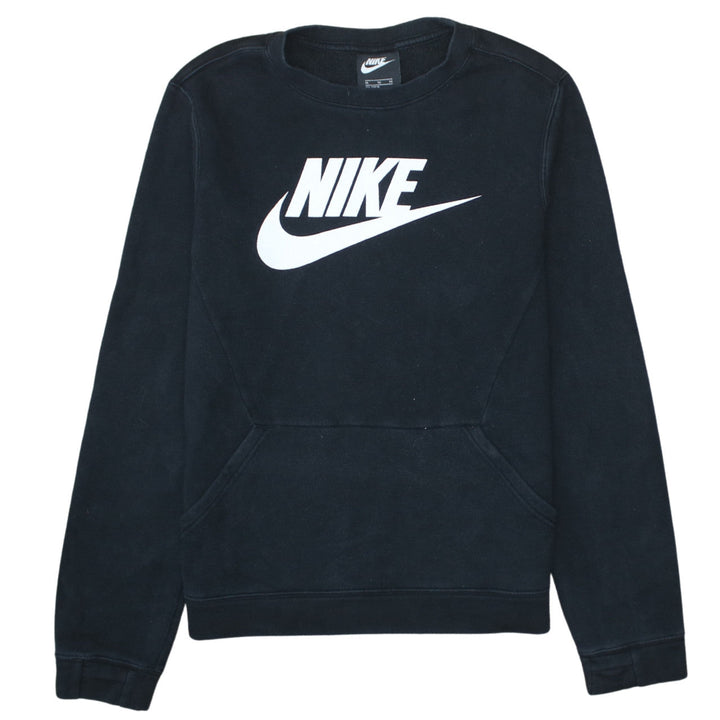 Nike Boys Black XL Fleece Pullover Sweatshirt with Logo Print