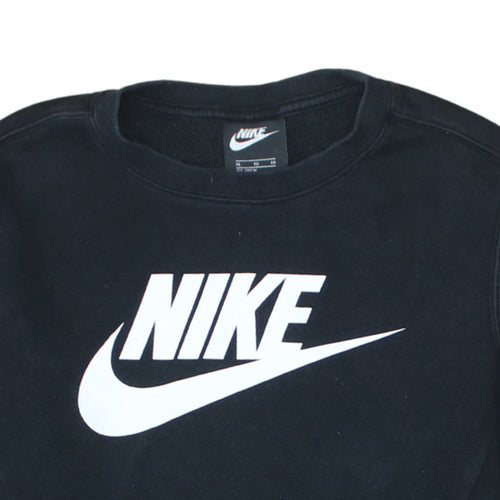 Nike Boys Black XL Fleece Pullover Sweatshirt with Logo Print