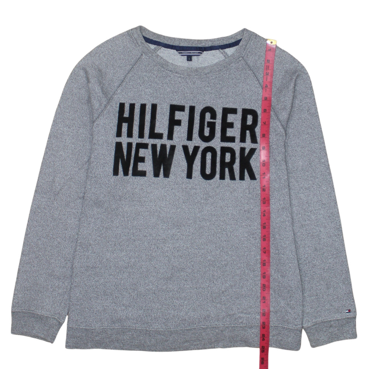 Tommy Hilfiger Men's Grey L Crew Neck Logo Pullover Sweatshirt