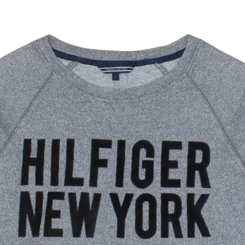 Tommy Hilfiger Men's Grey L Crew Neck Logo Pullover Sweatshirt