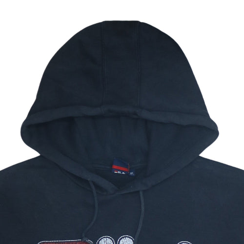 FILA Mens Black Pullover Hoodie XL Logo Graphic Fleece Sweatshirt