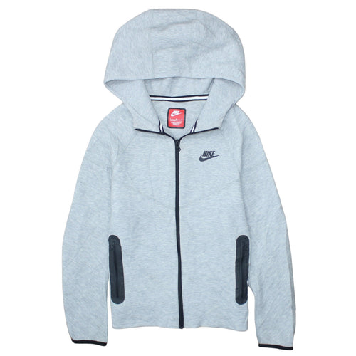 Nike Boys Grey Full Zip Hoodie Size L 147-158cm Fleece Sweatshirt