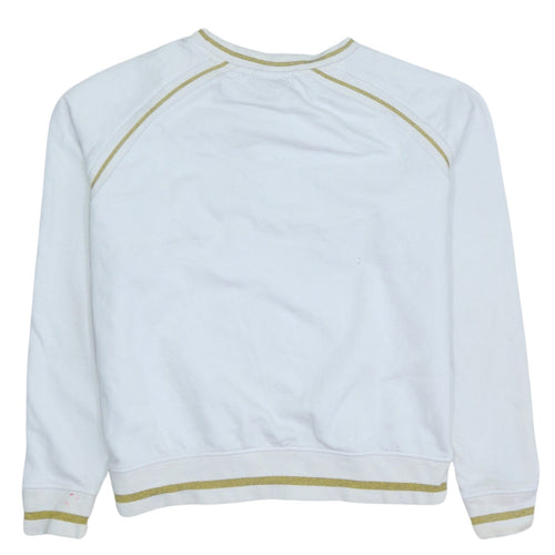 Fila Womens White Gold Logo Crew Neck Pullover Sweatshirt S