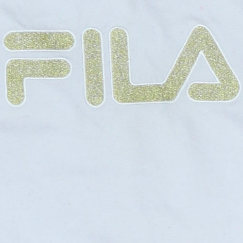 Fila Womens White Gold Logo Crew Neck Pullover Sweatshirt S