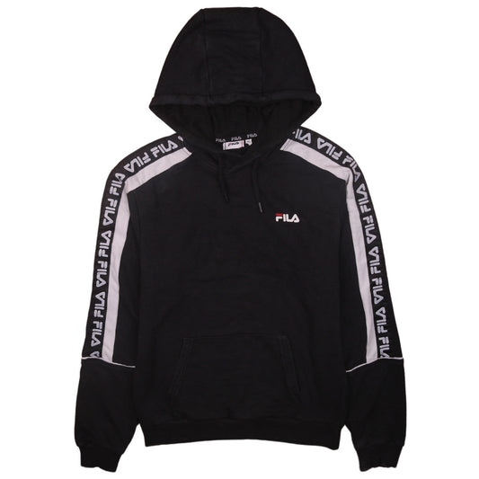 FILA Men's Black XS Pullover Hoodie with Logo Tape Trim