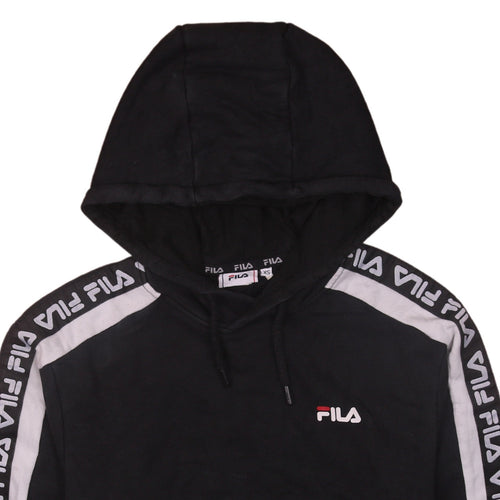 FILA Men's Black XS Pullover Hoodie with Logo Tape Trim