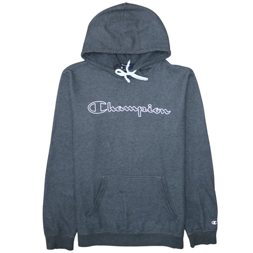 Champion Men's Grey Pullover Hoodie Size L Graphic Logo Sportswear