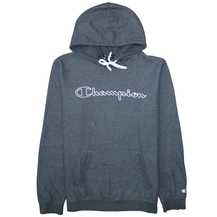 Champion Men's Grey Pullover Hoodie Size L Graphic Logo Sportswear