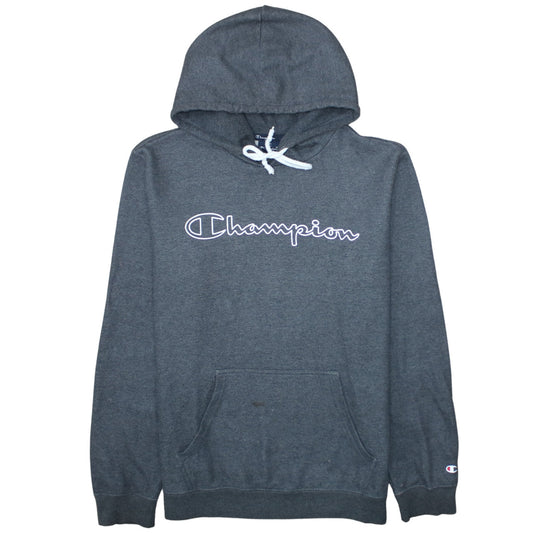 Champion Men's Grey Pullover Hoodie Size L Graphic Logo Sportswear