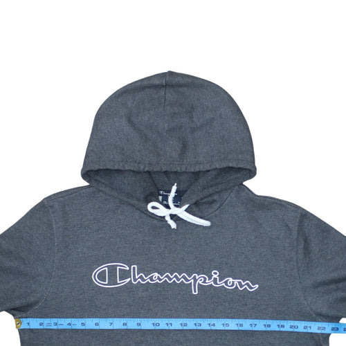 Champion Men's Grey Pullover Hoodie Size L Graphic Logo Sportswear