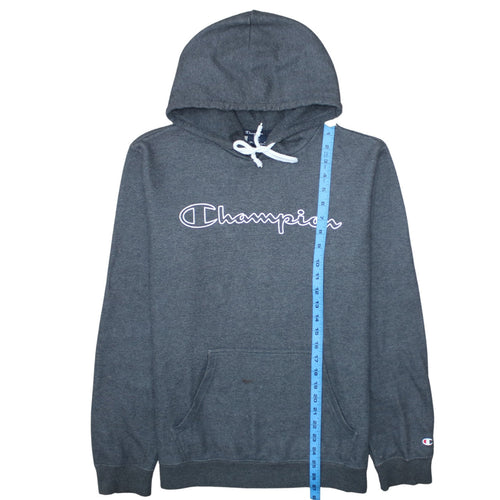 Champion Men's Grey Pullover Hoodie Size L Graphic Logo Sportswear