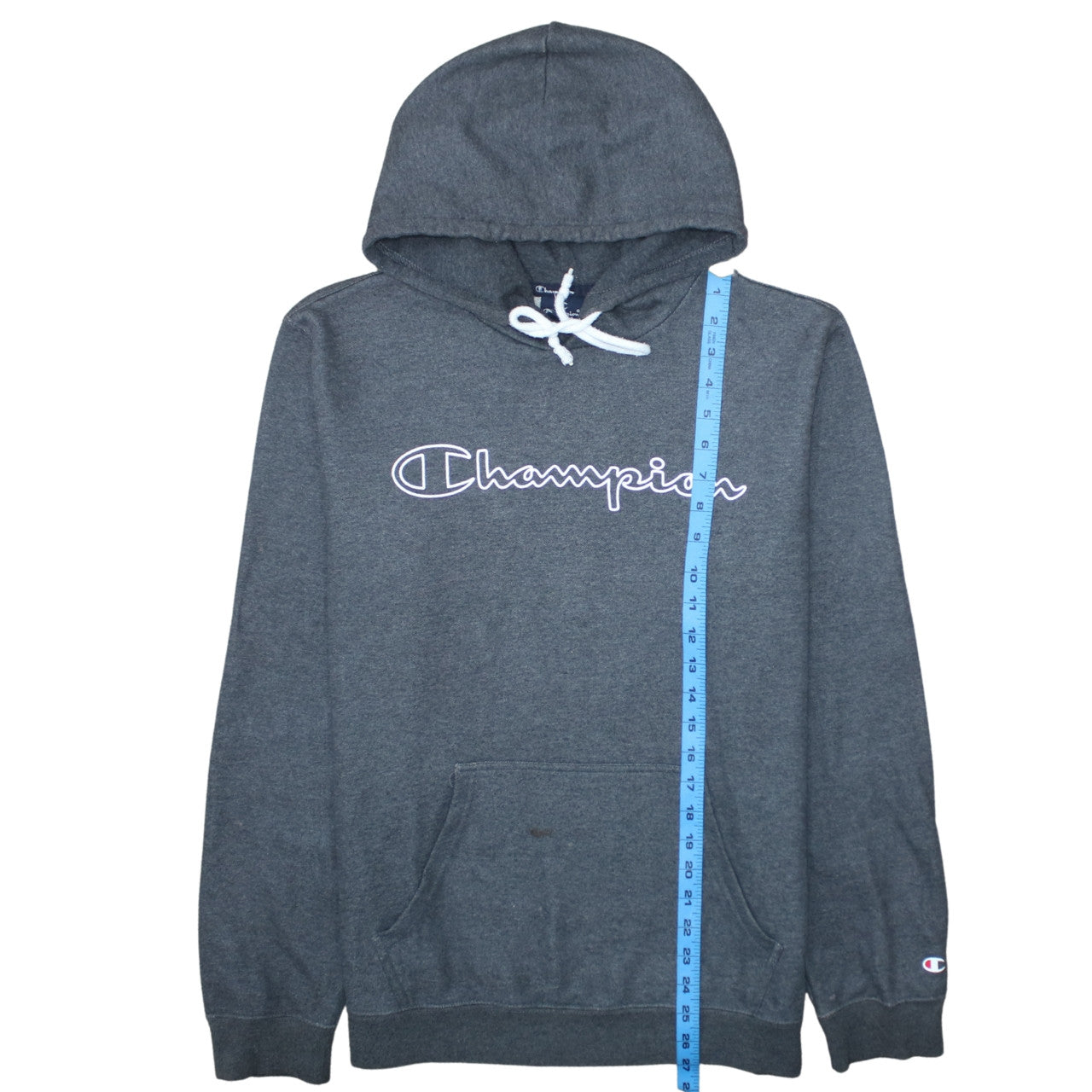 Champion Men's Grey Pullover Hoodie Size L Graphic Logo Sportswear
