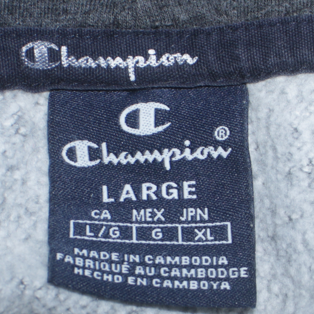 Champion Men's Grey Pullover Hoodie Size L Graphic Logo Sportswear