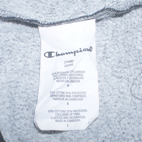 Champion Men's Grey Pullover Hoodie Size L Graphic Logo Sportswear