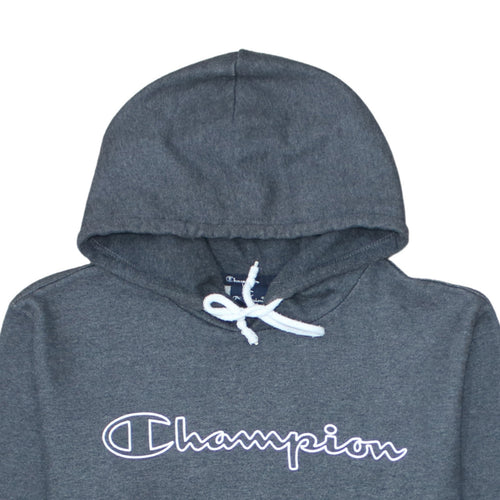 Champion Men's Grey Pullover Hoodie Size L Graphic Logo Sportswear
