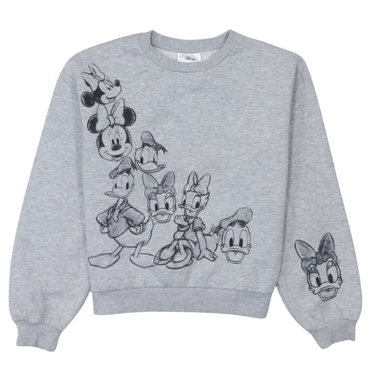 Disney Women Grey Sweatshirt Small Mickey & Friends Crew Neck Pullover