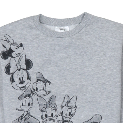 Disney Women Grey Sweatshirt Small Mickey & Friends Crew Neck Pullover