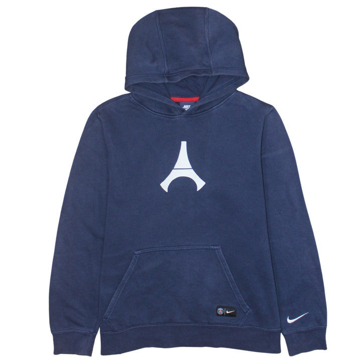Nike Boys Blue Pullover Hoodie 13-15 Years PSG Logo Fleece Sweatshirt