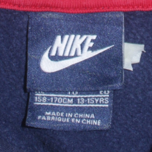Nike Boys Blue Pullover Hoodie 13-15 Years PSG Logo Fleece Sweatshirt
