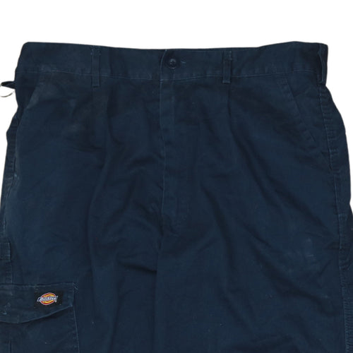Dickies Men’s Blue Cargo Work Trousers 34R Cotton Regular Fit