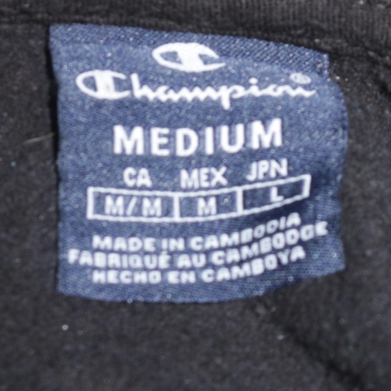 Champion Men Black Pullover Hoodie Medium Regular Fit Fleece