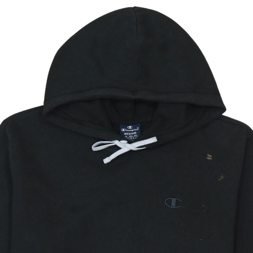 Champion Men Black Pullover Hoodie Medium Regular Fit Fleece