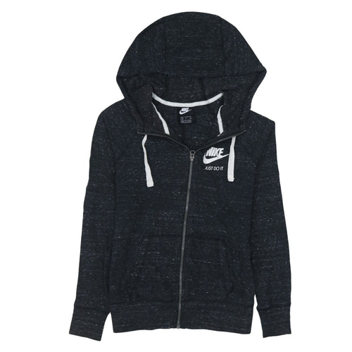 Nike Women's Black Full Zip Hoodie Small Cotton Blend Just Do It