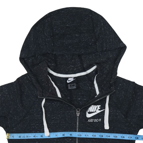 Nike Women's Black Full Zip Hoodie Small Cotton Blend Just Do It