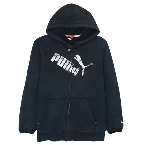 Puma Mens Black Full Zip Hoodie M Graphic Sports Fleece