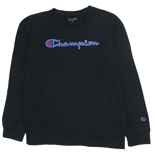 Champion Women's Black Pullover Sweatshirt XL Logo Crew Neck