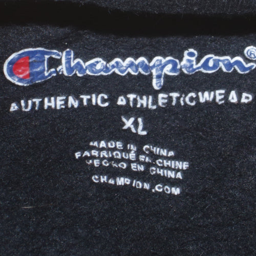 Champion Women's Black Pullover Sweatshirt XL Logo Crew Neck