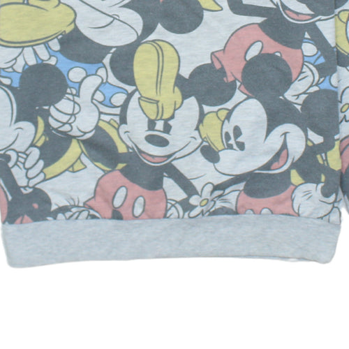 Disney Womens Grey Mickey & Minnie Mouse Pullover Sweatshirt Size 12