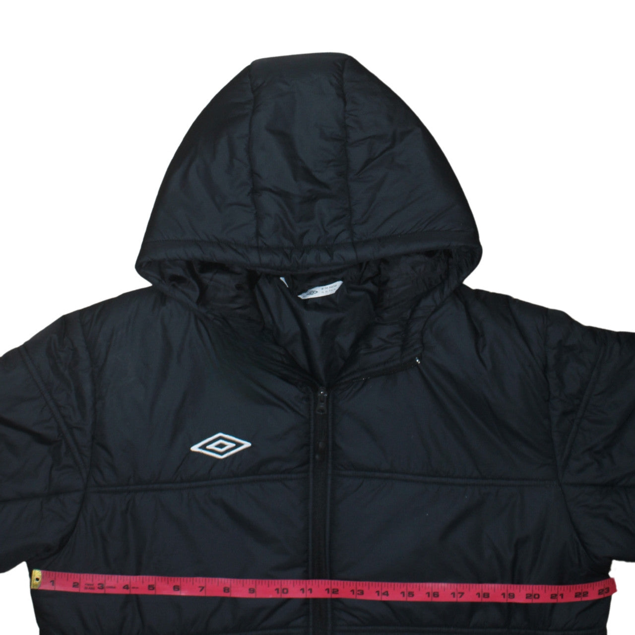 Umbro Men’s Black XL Puffer Jacket Hooded Mid-Length Polyester
