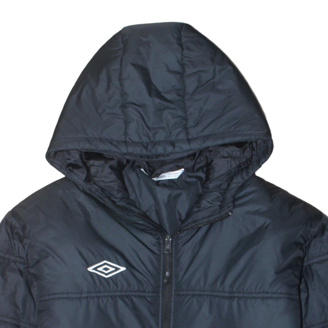 Umbro Men’s Black XL Puffer Jacket Hooded Mid-Length Polyester
