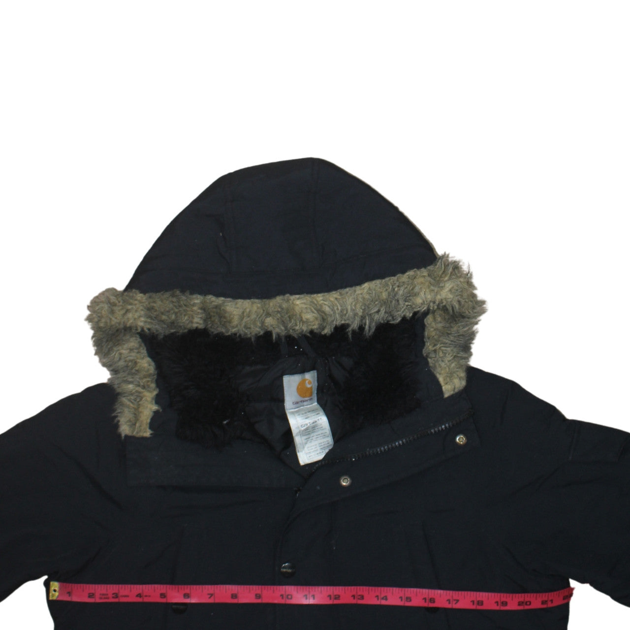 Carhartt Men's Black Nylon Hooded Fur Trim Parka Coat Size M