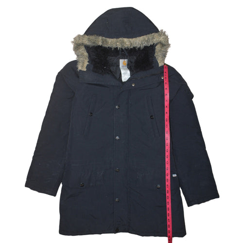 Carhartt Men's Black Nylon Hooded Fur Trim Parka Coat Size M