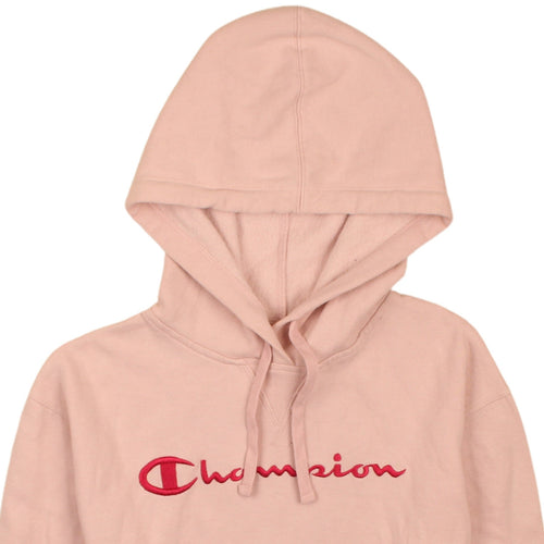 Champion Women's Pink Pullover Hoodie Small Embroidered Logo Sweatshirt