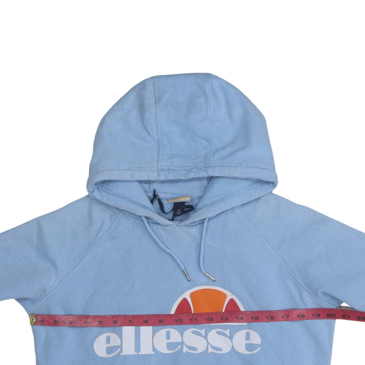 Ellesse Women's Blue Cropped Hoodie Size 12 Cotton Logo Pullover