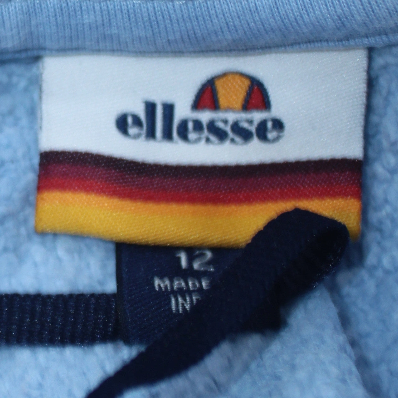 Ellesse Women's Blue Cropped Hoodie Size 12 Cotton Logo Pullover