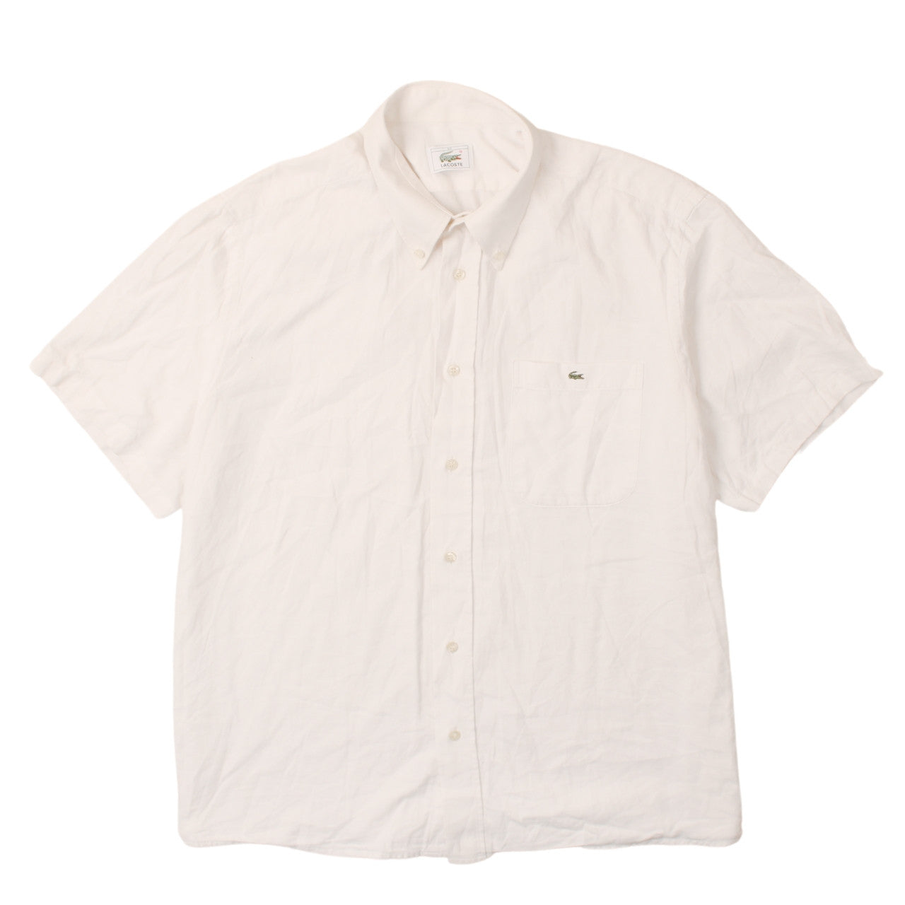Lacoste Men's White Short Sleeve Button-Down Cotton Shirt Size 42
