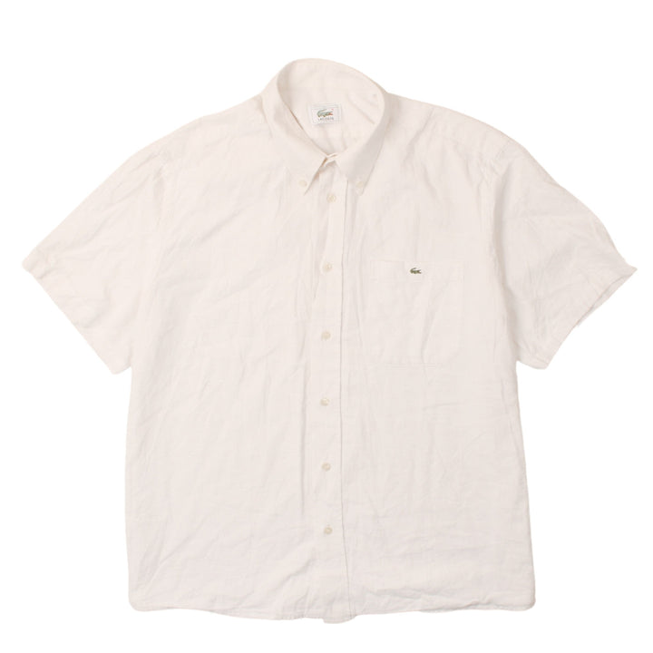 Lacoste Men's White Short Sleeve Button-Down Cotton Shirt Size 42