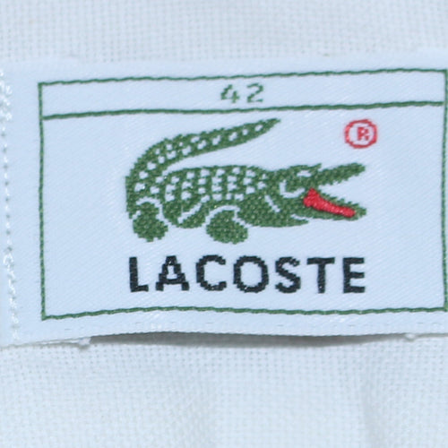 Lacoste Men's White Short Sleeve Button-Down Cotton Shirt Size 42