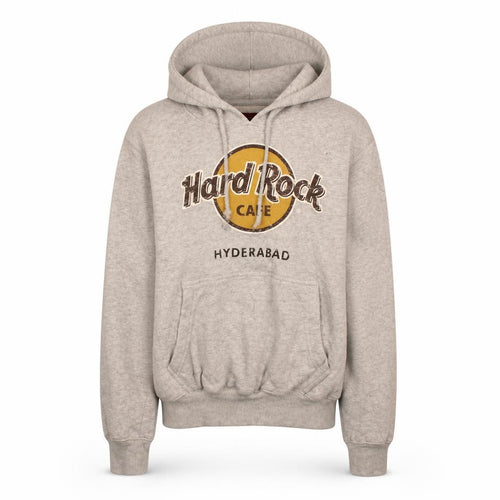 Hard Rock Cafe Hyderabad Grey Pullover Hoodie XS Men's Graphic Sweatshirt